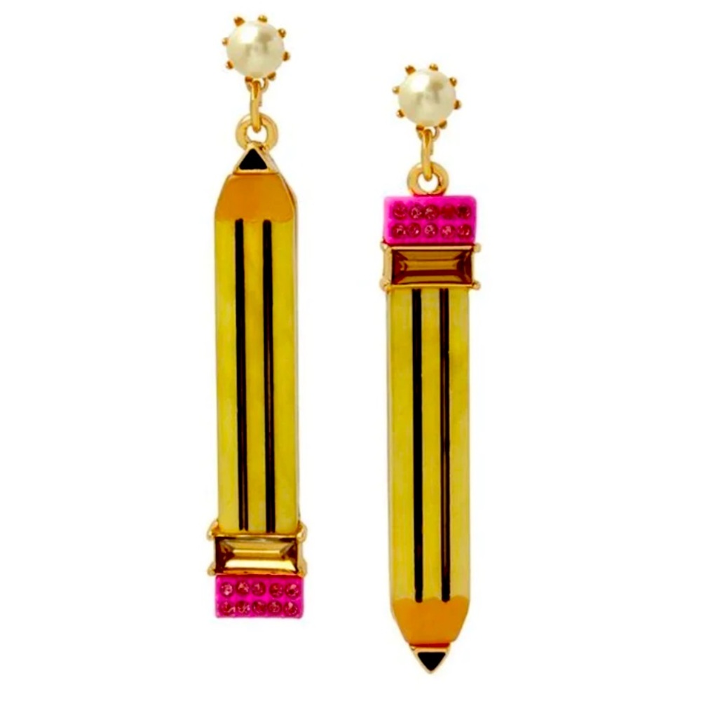 Betsey Johnson Pencil Mismatch Earrings